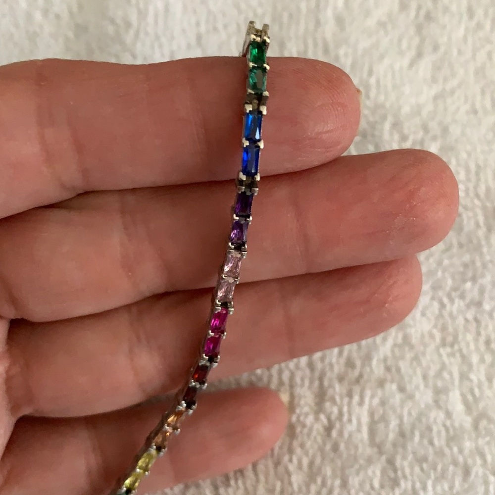 Sterling silver bracelet with rainbow stone